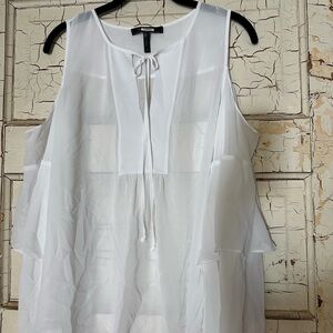 White Sheer Tiered Blouse - Brand: bcbgeneration